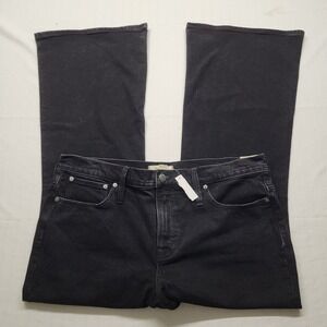 Madewell Perfect Vintage Flare Jeans Womens 33P 38/29 Black High Rise 70s Disco